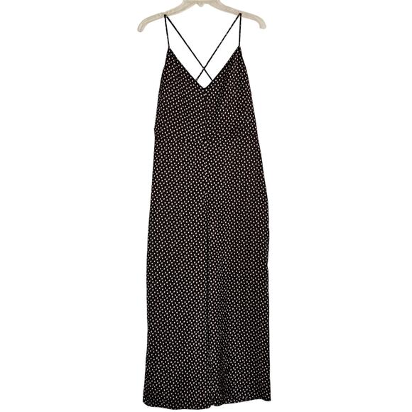 Abercrobie & Fitch Satin Jumpsuit Cami Cross Back Crop Black sz M EUC - Picture 3 of 11